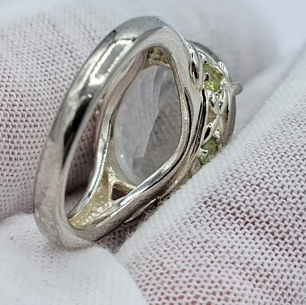 Silver 925 Ring With Green Stones #2351 - Picture 14 of 15